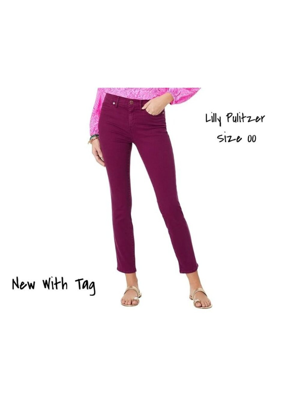 Lilly Pulitzer South Ocean High-Rise Skinny Pant Amarena Cherry, Size 00 New